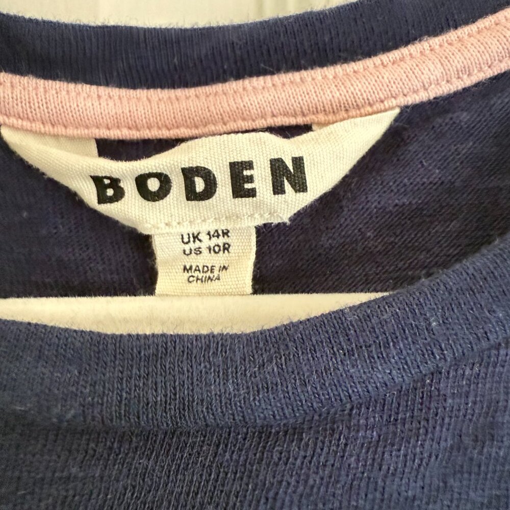 Boden Leah Jersey T-shirt Dress, Navy, Ivory Multistripe - Picture 3 of 3